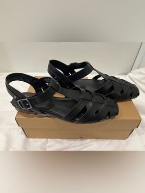 Frye Meenah Women's Black Strappy  Sandals with Ankle Buckle Size 8.5